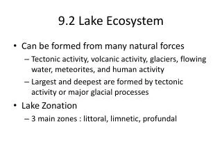 9.2 Lake Ecosystem