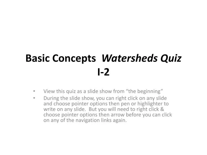 basic concepts watersheds quiz i 2