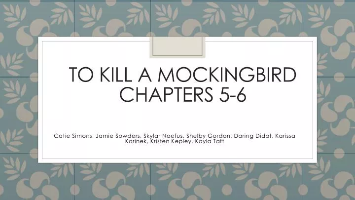to kill a mockingbird chapters 5 6