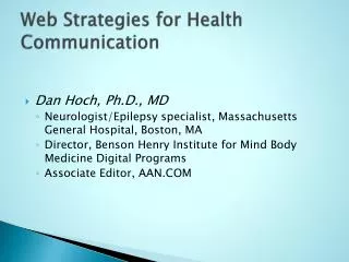 Web Strategies for Health Communication