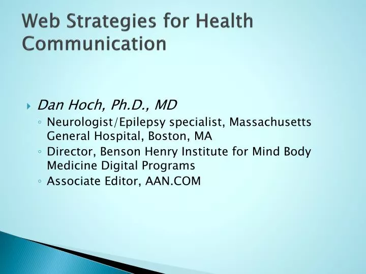 web strategies for health communication