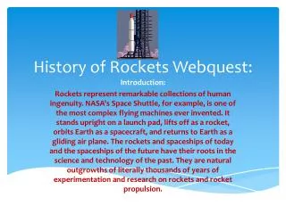 History of Rockets Webquest :