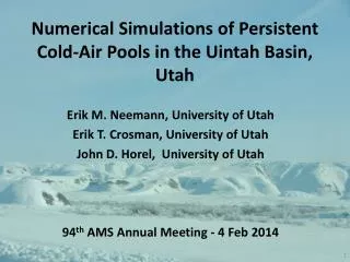 Numerical Simulations of Persistent Cold-Air Pools in the Uintah Basin, Utah