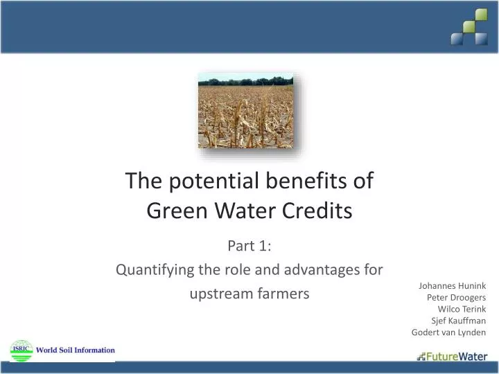 the potential benefits of green water credits