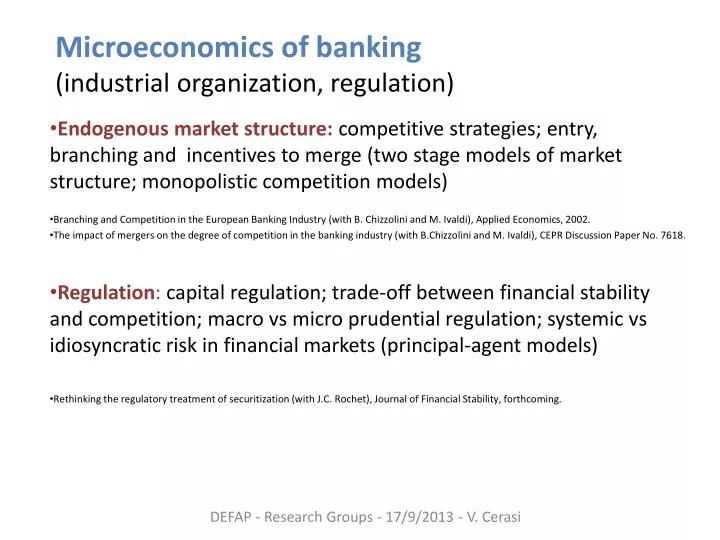 microeconomics of banking industrial organization regulation