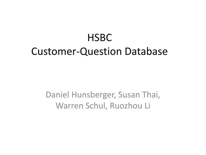 hsbc customer question database