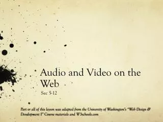 Audio and Video on the Web