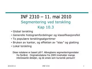 INF 2310 – 11. mai 2010
