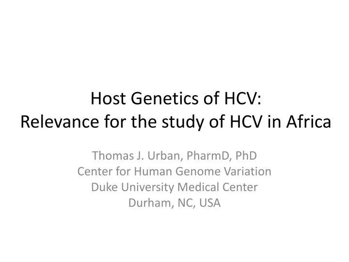 host genetics of hcv relevance for the study of hcv in africa