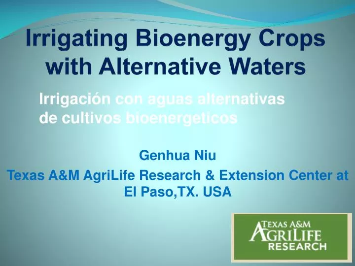 irrigating bioenergy crops with alternative waters