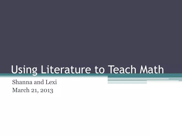 using literature to teach math