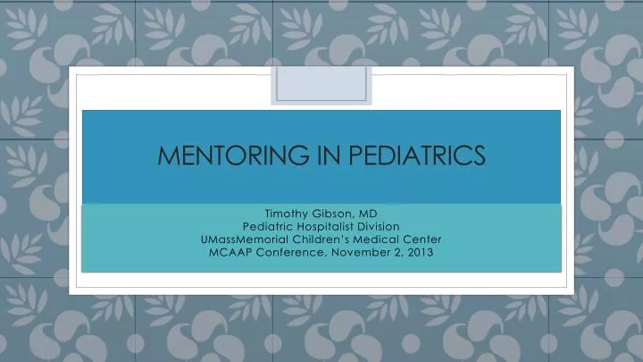 mentoring in pediatrics