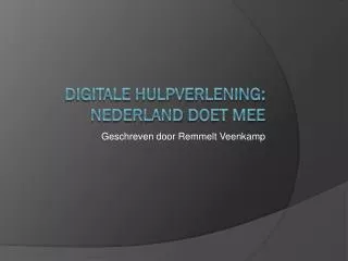 Digitale hulpverlening: nederland doet mee