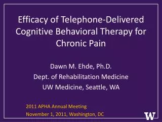 Efficacy of Telephone-Delivered Cognitive Behavioral Therapy for Chronic Pain
