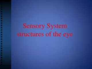 Sensory System structures of the eye