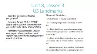 Unit 8, Lesson 3 US Landmarks