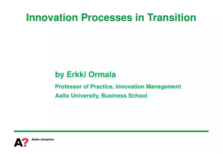 innovation processes in transition