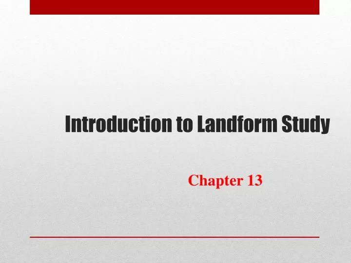 introduction to landform study