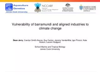 Vulnerability of barramundi and aligned industries to climate change