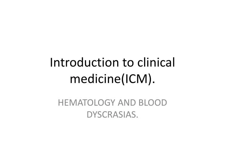 introduction to clinical medicine icm
