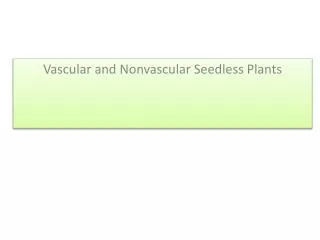 Vascular and Nonvascular Seedless Plants