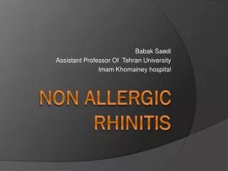 Non allergic rhinitis