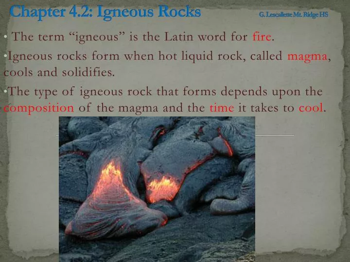 chapter 4 2 igneous rocks g lescallette mt ridge hs