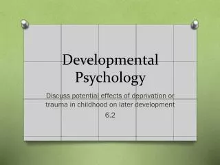 Developmental Psychology