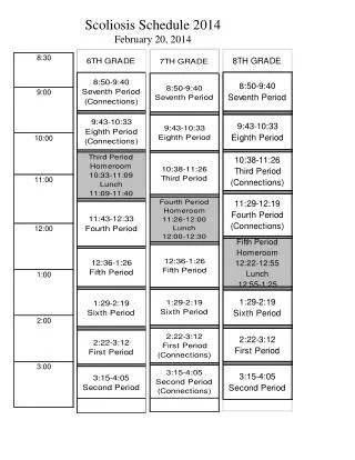 Scoliosis Schedule 2014 February 20, 2014