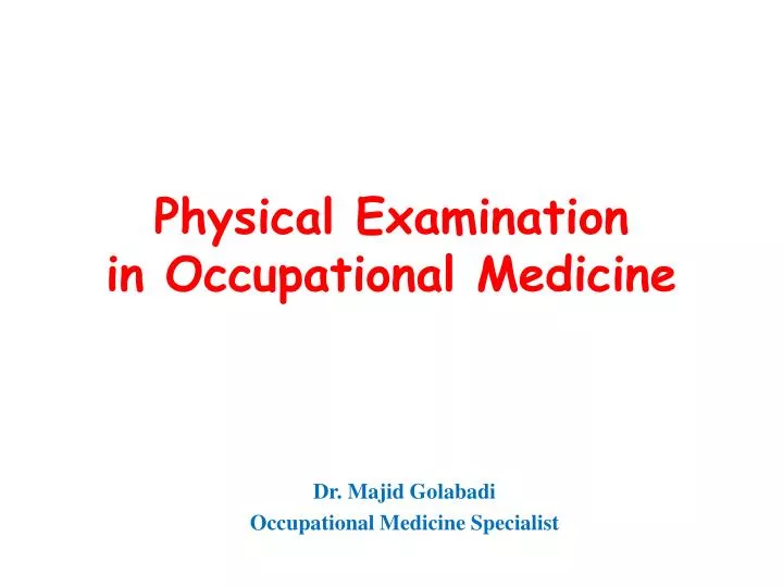 physical examination in occupational medicine