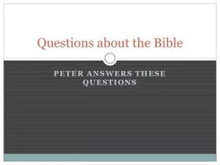 questions about the bible