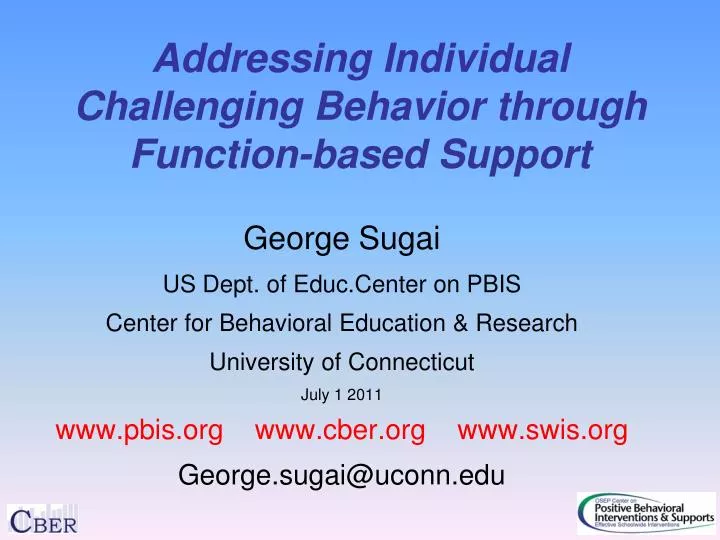 addressing individual challenging behavior through function based support