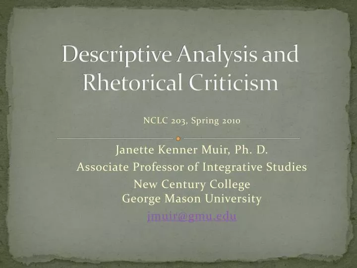 descriptive analysis and rhetorical criticism