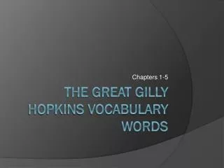 The Great Gilly Hopkins Vocabulary Words