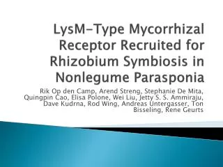 LysM -Type Mycorrhizal Receptor Recruited for Rhizobium Symbiosis in Nonlegume Parasponia