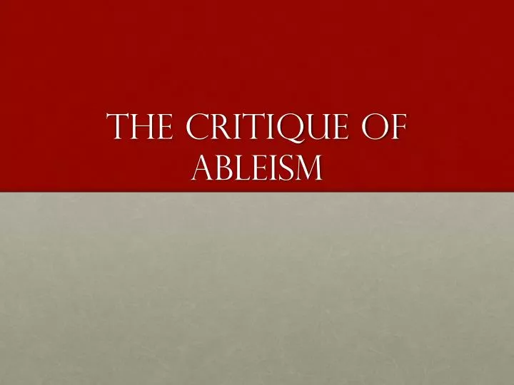the critique of ableism