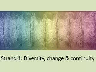 Strand 1 : Diversity, change &amp; continuity