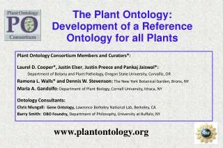 The Plant Ontology: Development of a Reference Ontology for all Plants