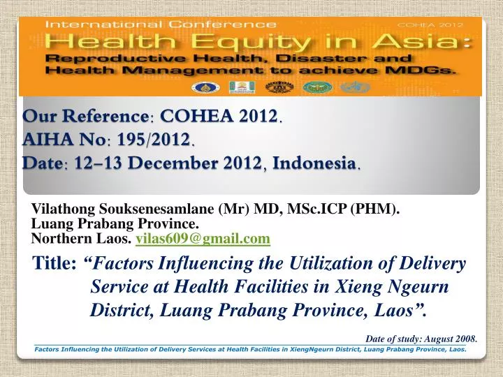 our reference cohea 2012 aiha no 195 2012 d ate 12 13 december 2012 indonesia