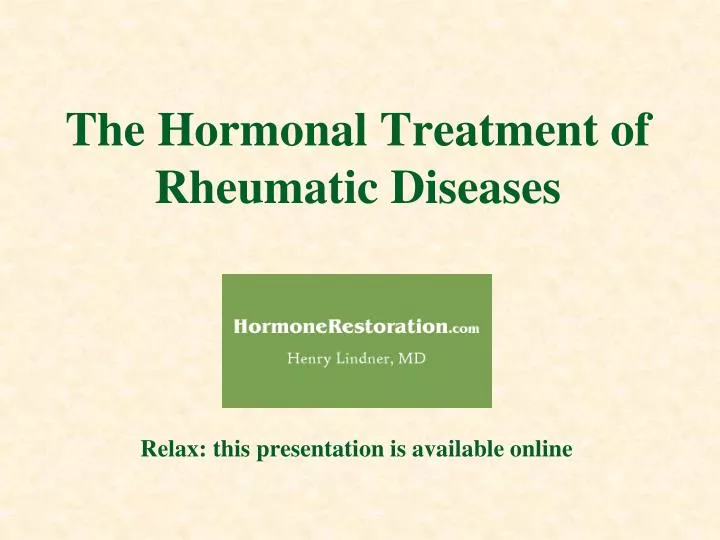 the hormonal treatment of rheumatic diseases
