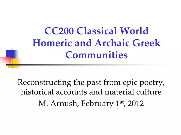 cc200 classical world homeric and archaic greek communities