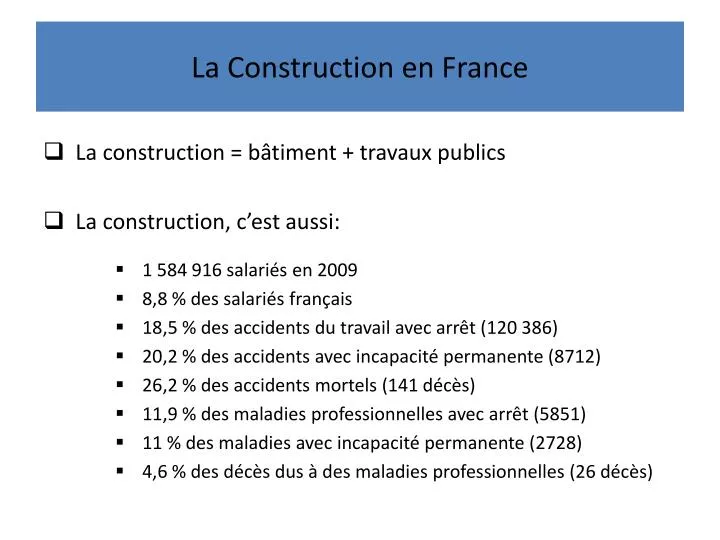 la construction en france