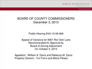 BOARD OF COUNTY COMMISSIONERS December 3, 2013