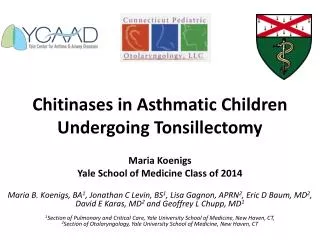 Chitinases in Asthmatic Children Undergoing Tonsillectomy