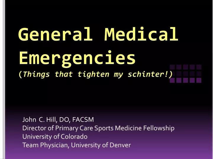 general medical emergencies things that tighten my schinter