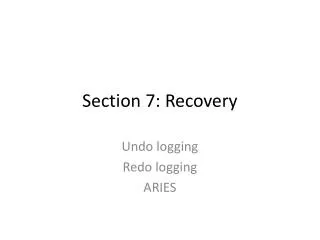 Section 7: Recovery