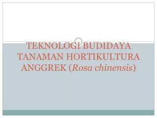 TEKNOLOGI BUDIDAYA TANAMAN HORTIKULTURA ANGGREK ( Rosa chinensis )