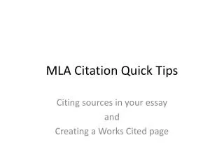 MLA Citation Quick Tips