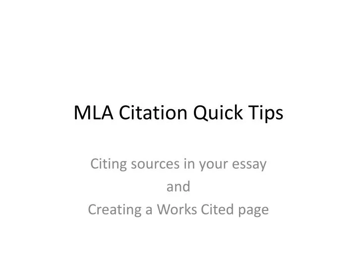 mla citation quick tips