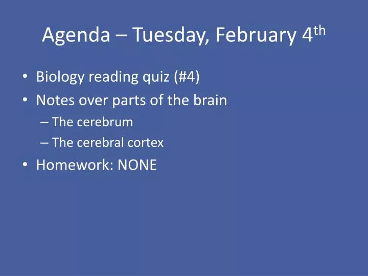 agenda tuesday february 4 th